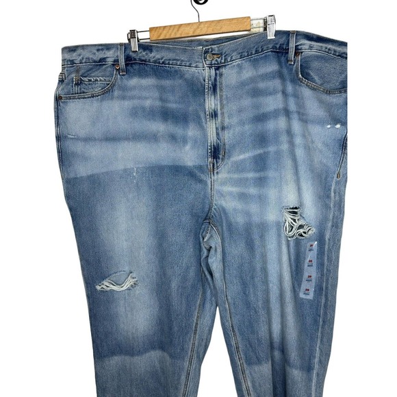 NWT Old Navy Womens High Rise Slouchy Straight Jeans 28 Cropped Distressed Denim - Picture 2 of 11